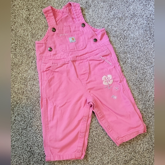 Carhartt Girl's Loose Fit Canvas Overalls Flowers - Picture 1 of 5